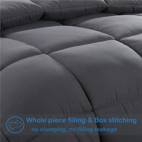 All Season King Size Soft Quilted Down Alternative Comforter Reversible Duvet - Picture 3 of 6